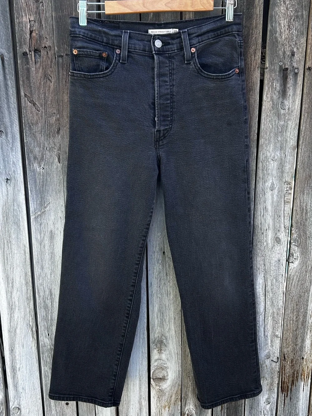 Levi’s Ribcage Straight Ankle Jean Black 28 - Picture 1 of 16